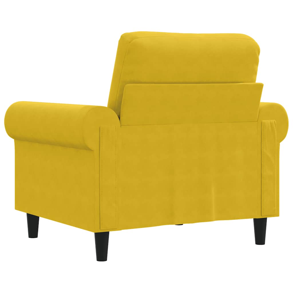 vidaXL Fotel, żółty, 60 cm, obity aksamitem