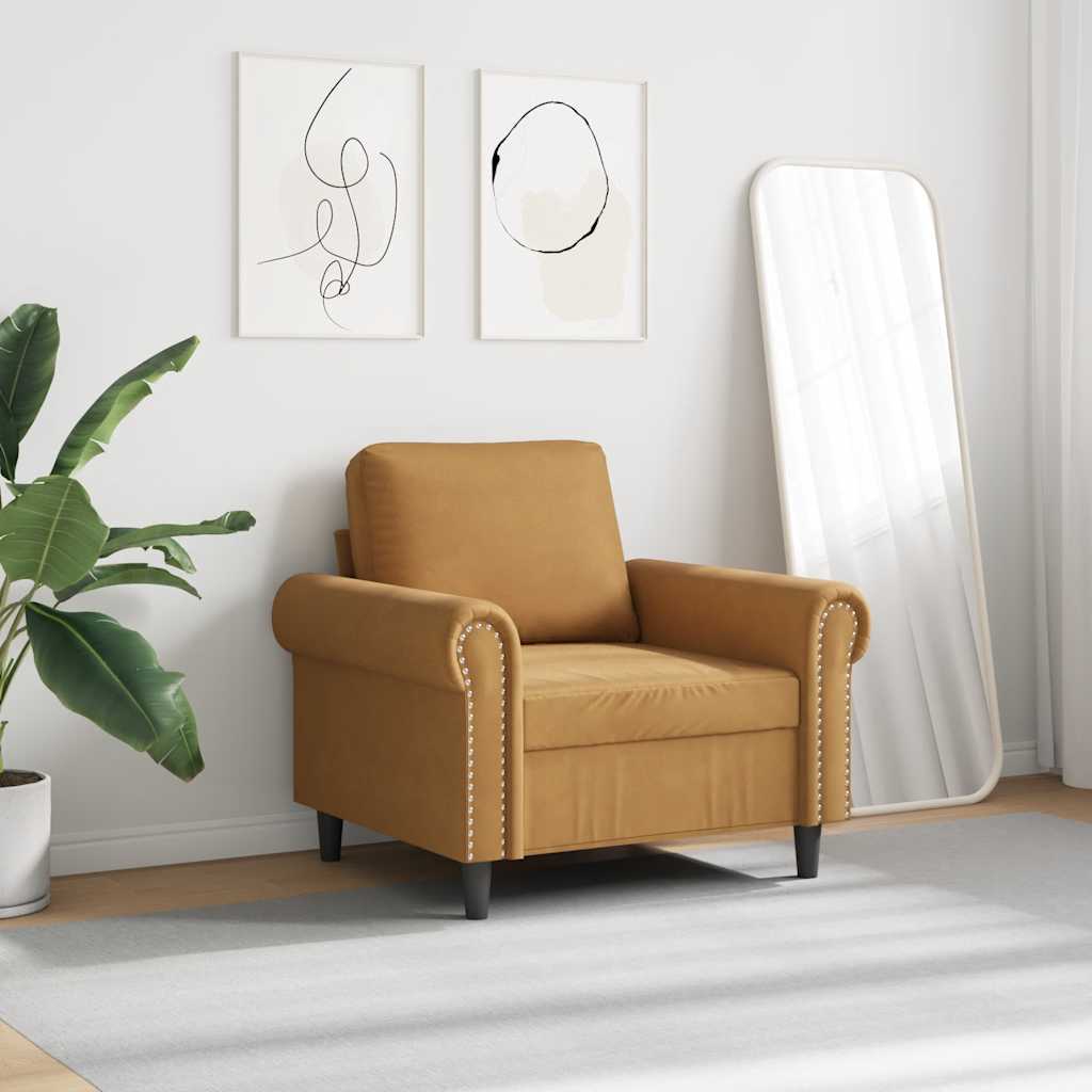 vidaXL Fotel, brązowy, 60 cm, obity aksamitem
