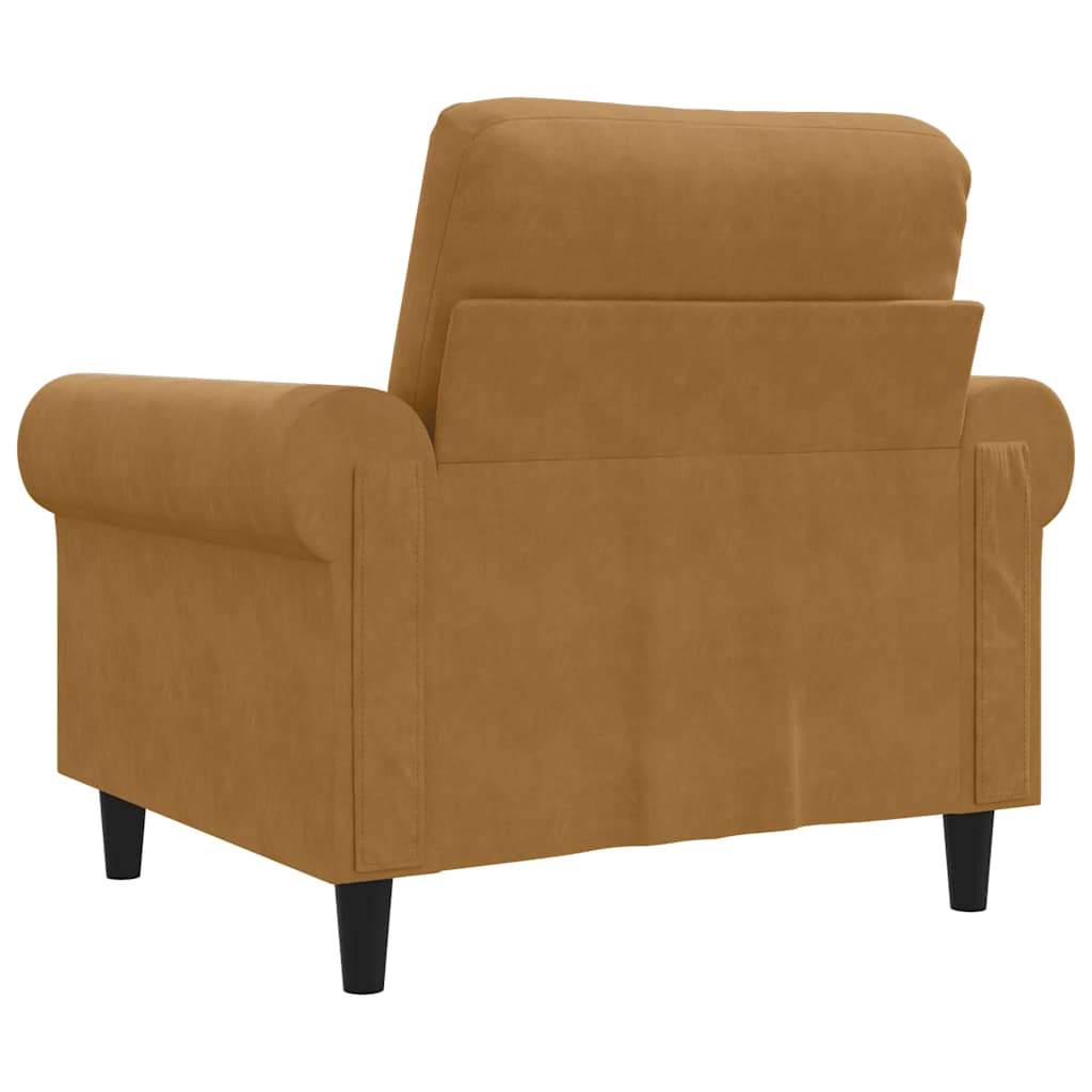 vidaXL Fotel, brązowy, 60 cm, obity aksamitem