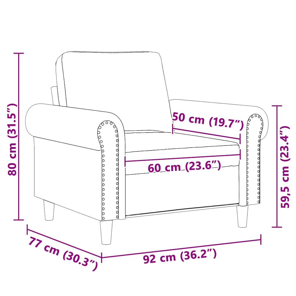 vidaXL Fotel, brązowy, 60 cm, obity aksamitem