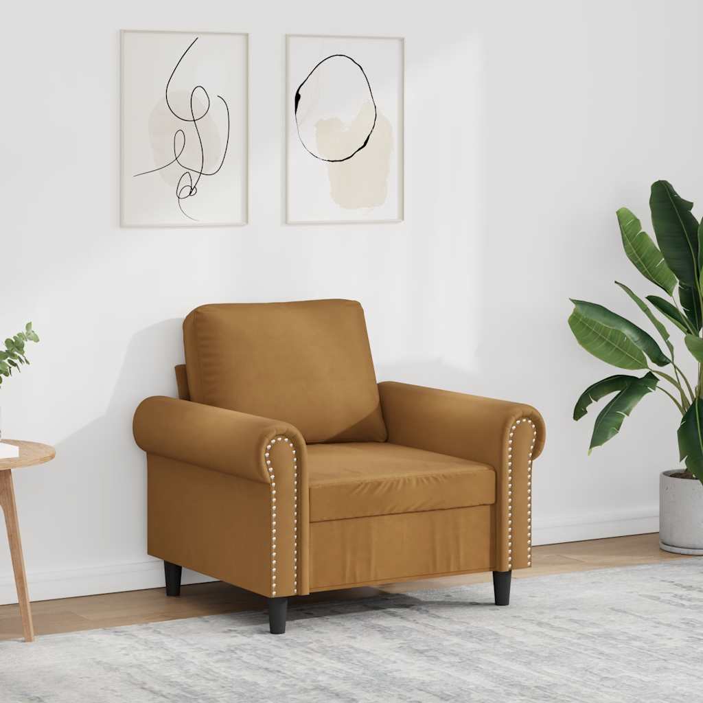 vidaXL Fotel, brązowy, 60 cm, obity aksamitem