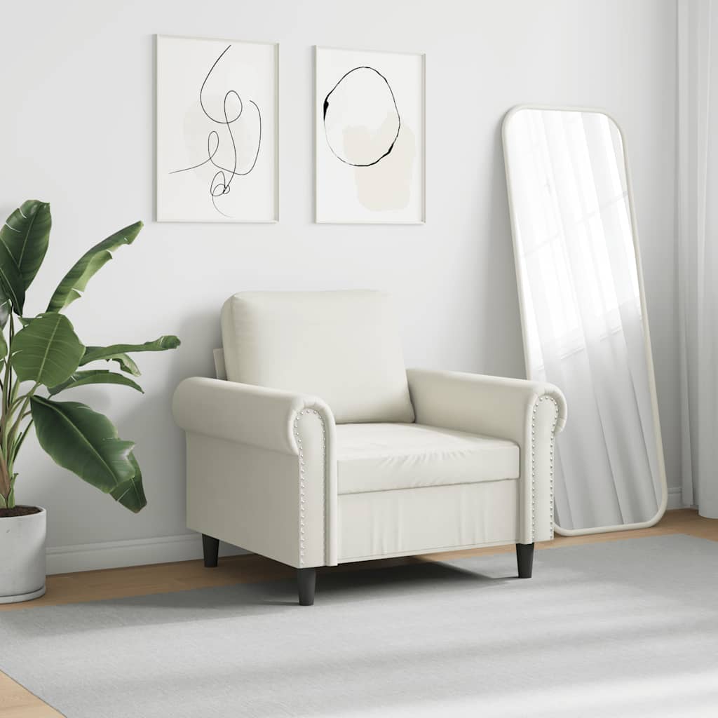 vidaXL Fotel, kremowy, 60 cm, obity aksamitem