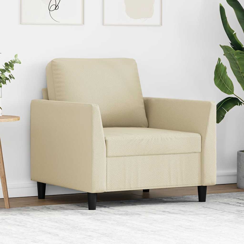 vidaXL Fotel, kremowy, 60 cm, obity aksamitem