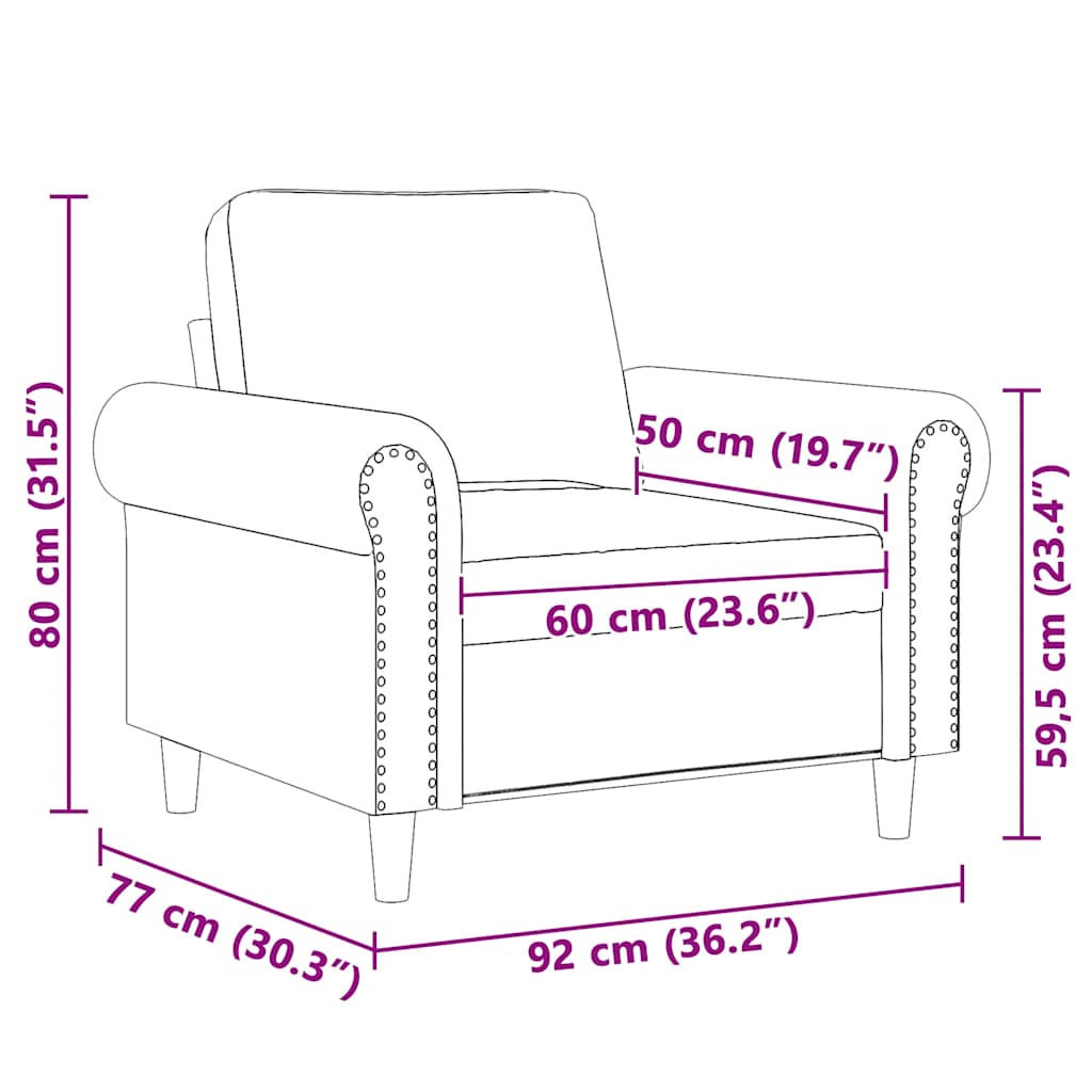 vidaXL Fotel, niebieski, 60 cm, obity aksamitem