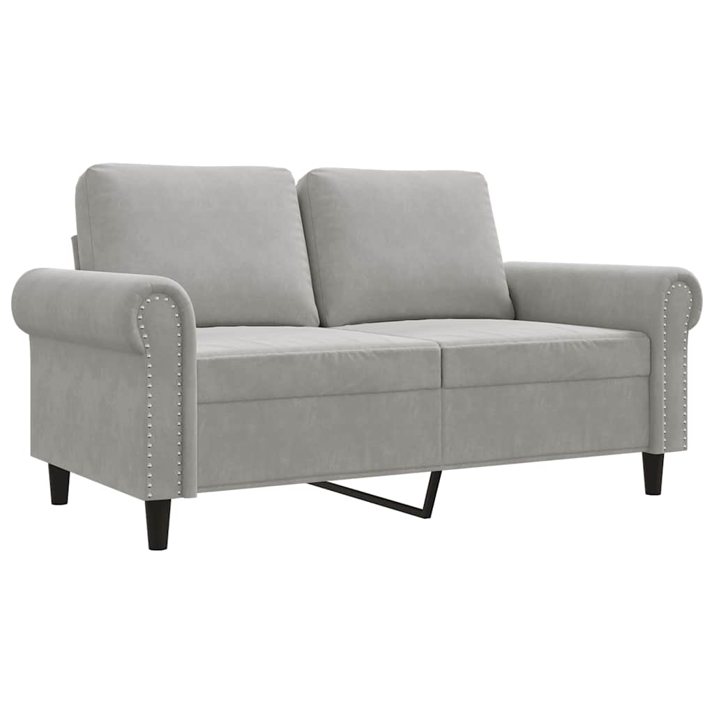 vidaXL Sofa 2-osobowa, jasnoszara, 120 cm, tapicerowana aksamitem