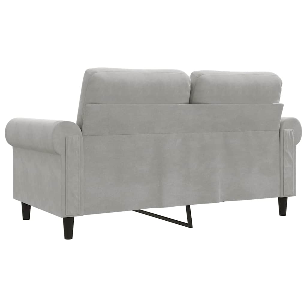 vidaXL Sofa 2-osobowa, jasnoszara, 120 cm, tapicerowana aksamitem