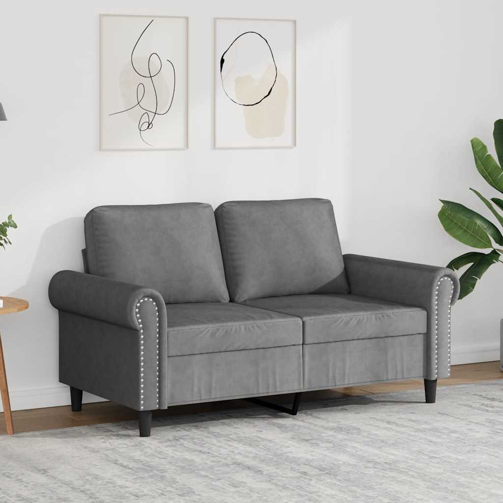 vidaXL Sofa 2-osobowa, ciemnoszary, 120 cm, tapicerowana aksamitem