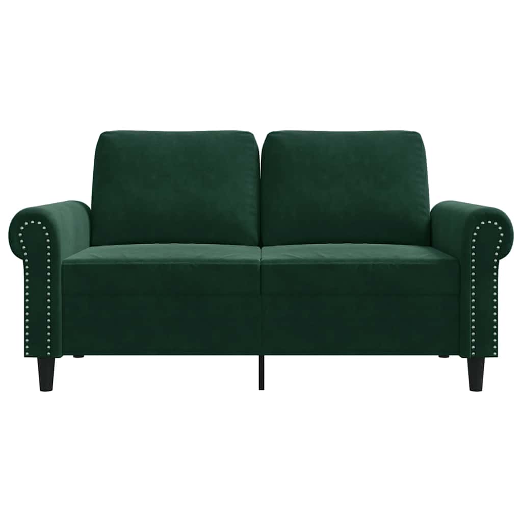 vidaXL Sofa 2-osobowa, ciemnozielona, 120 cm, tapicerowana aksamitem