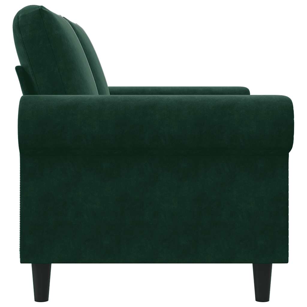 vidaXL Sofa 2-osobowa, ciemnozielona, 120 cm, tapicerowana aksamitem