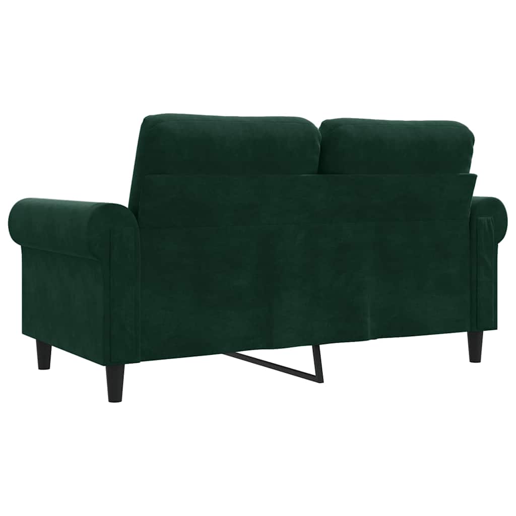 vidaXL Sofa 2-osobowa, ciemnozielona, 120 cm, tapicerowana aksamitem