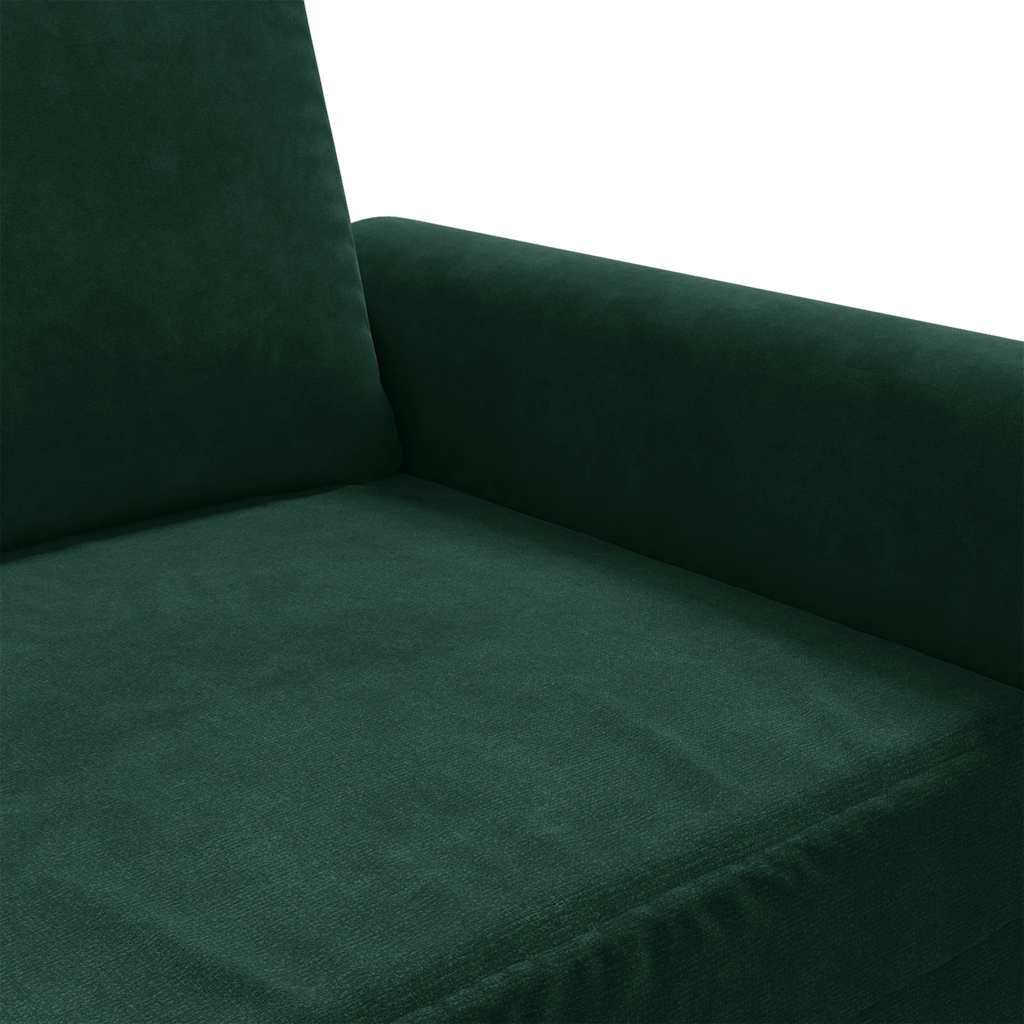 vidaXL Sofa 2-osobowa, ciemnozielona, 120 cm, tapicerowana aksamitem