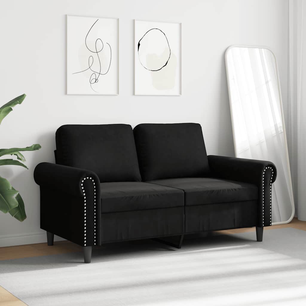 vidaXL Sofa 2-osobowa, czarna, 120 cm, tapicerowana aksamitem