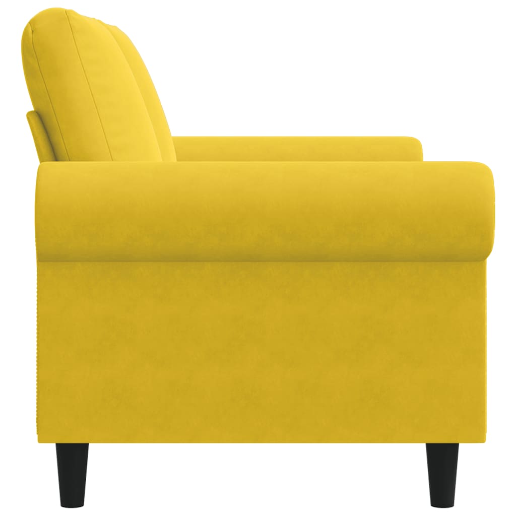 vidaXL Sofa 2-osobowa, żółta, 120 cm, tapicerowana aksamitem