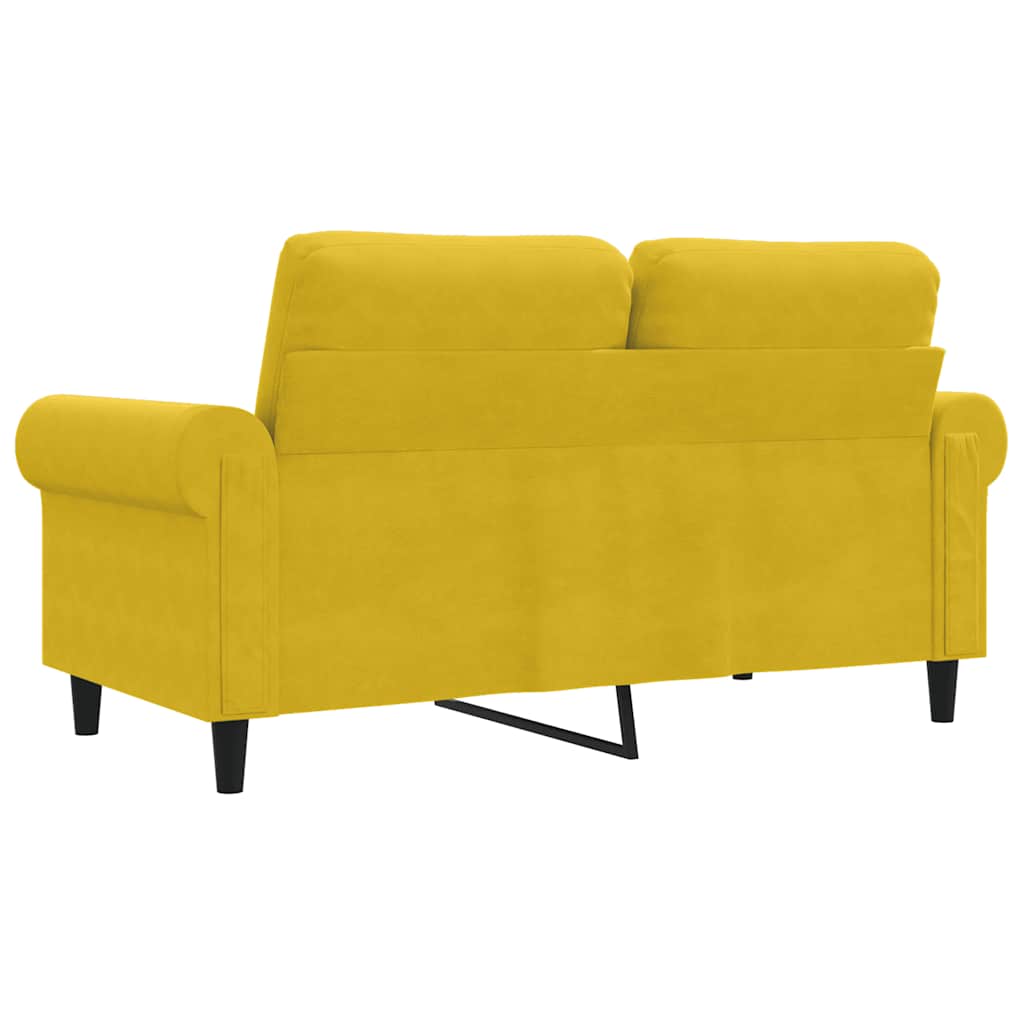 vidaXL Sofa 2-osobowa, żółta, 120 cm, tapicerowana aksamitem