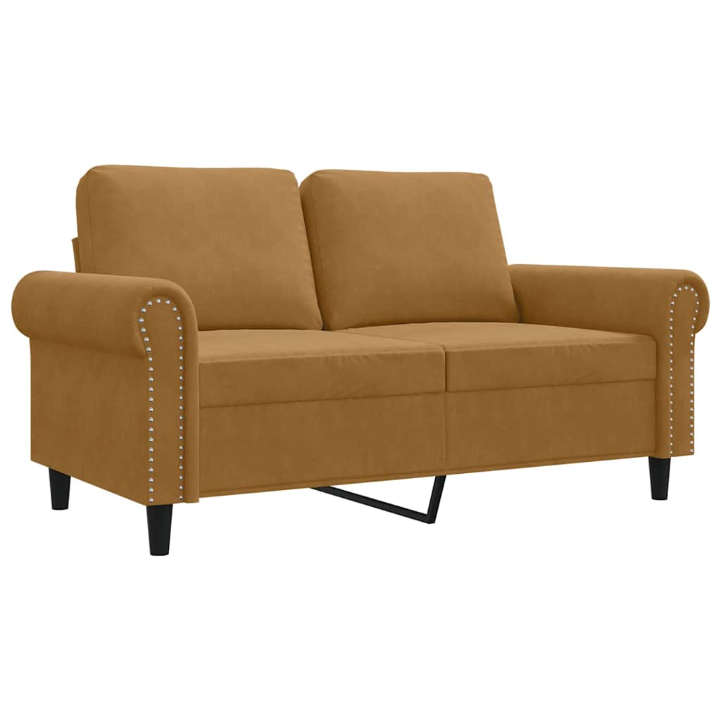 vidaXL Sofa 2-osobowa, brązowy, 120 cm, tapicerowana aksamitem