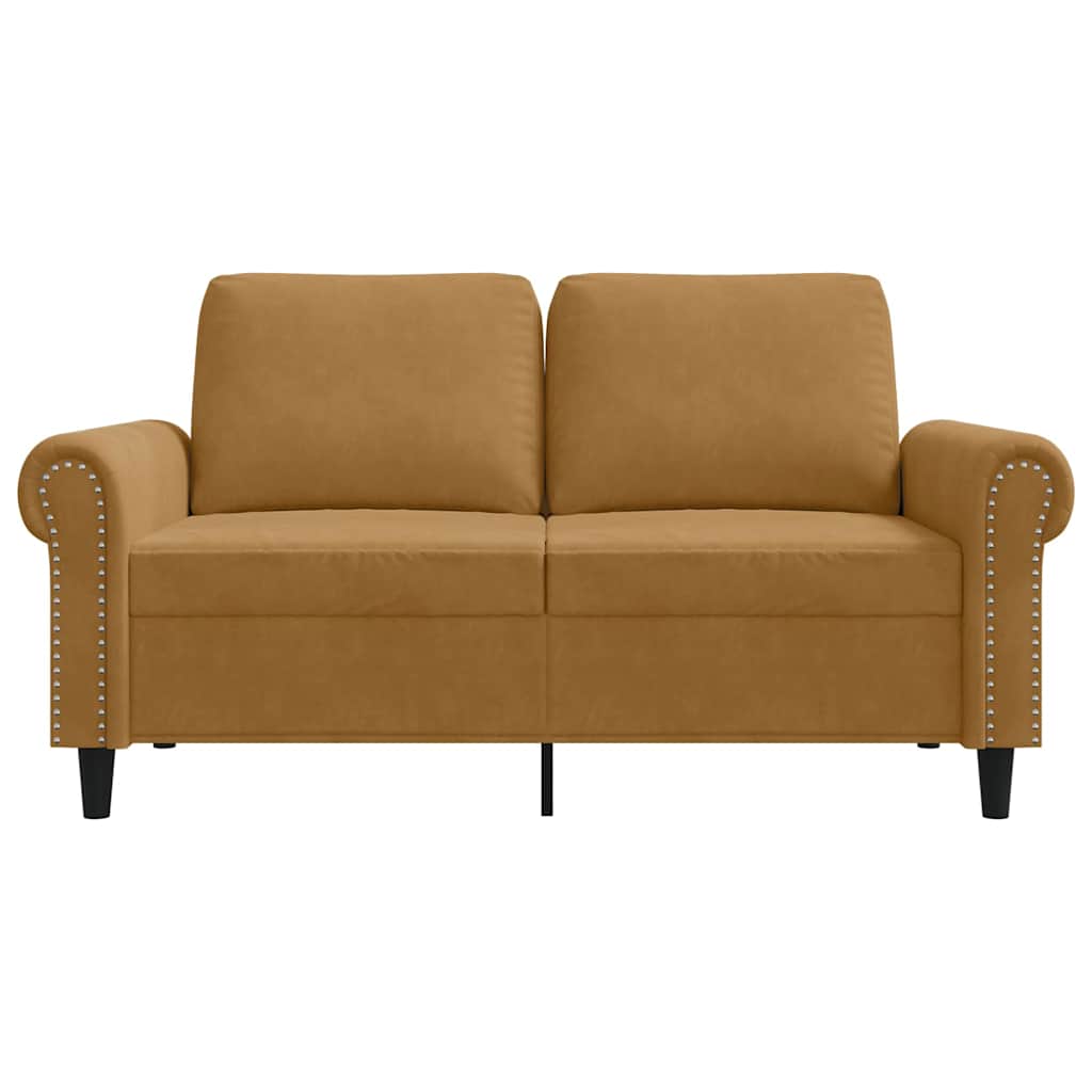 vidaXL Sofa 2-osobowa, brązowy, 120 cm, tapicerowana aksamitem