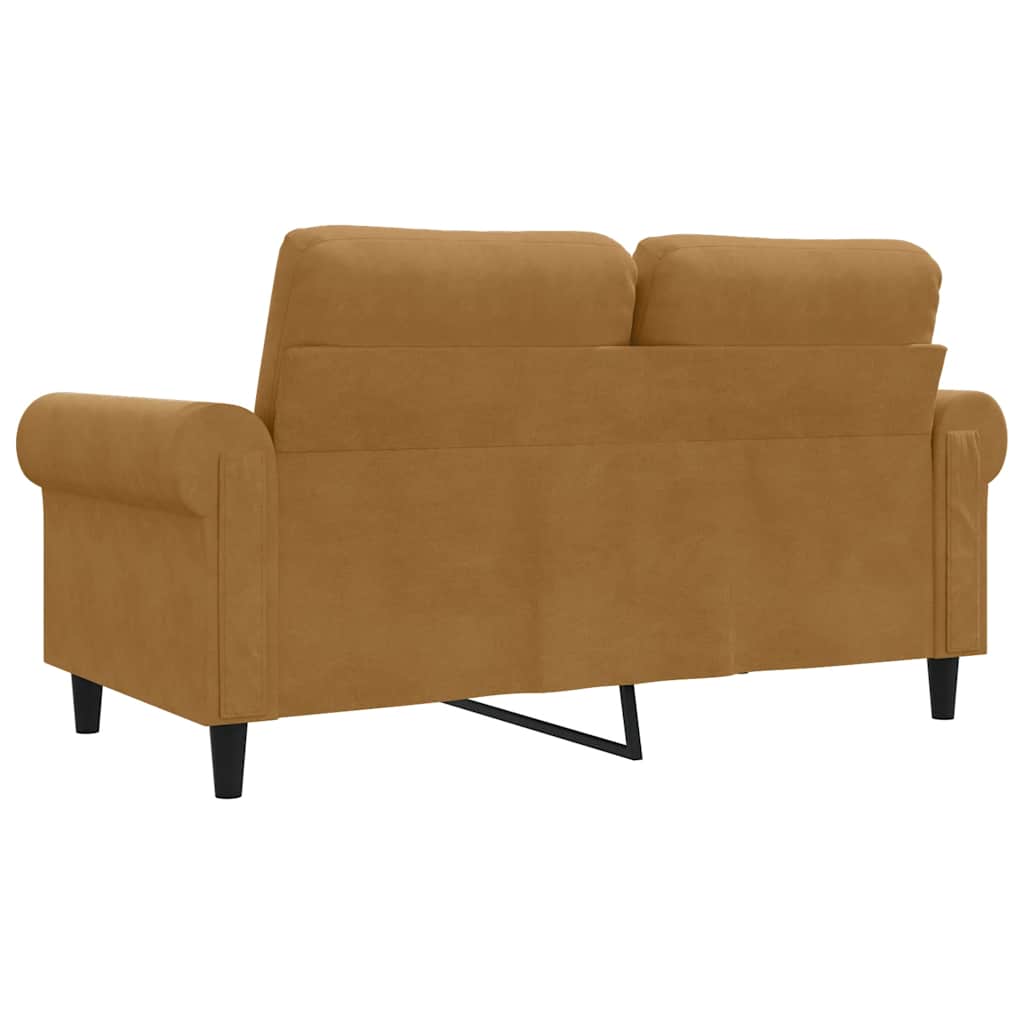 vidaXL Sofa 2-osobowa, brązowy, 120 cm, tapicerowana aksamitem
