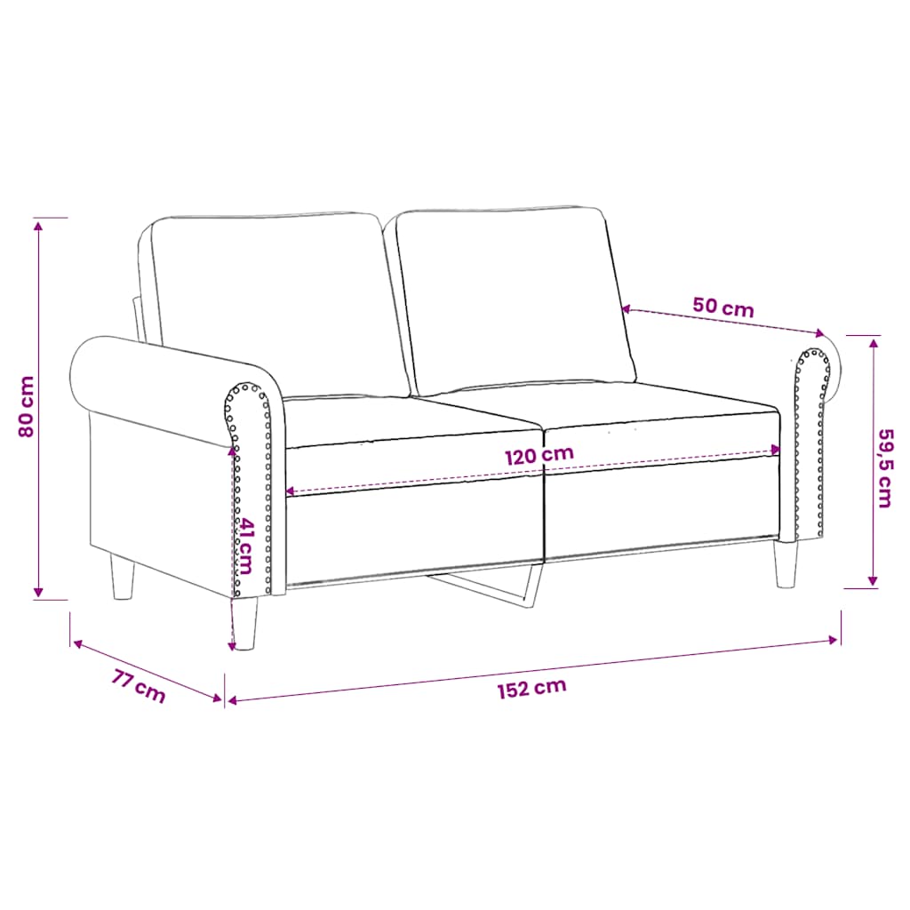 vidaXL Sofa 2-osobowa, brązowy, 120 cm, tapicerowana aksamitem
