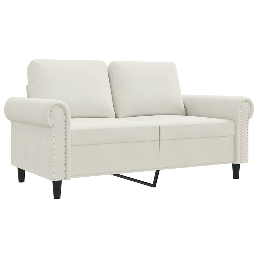 vidaXL Sofa 2-osobowa, kremowy, 120 cm, tapicerowana aksamitem