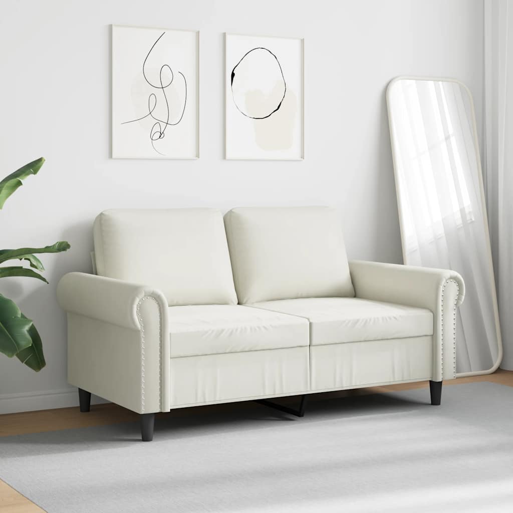 vidaXL Sofa 2-osobowa, kremowy, 120 cm, tapicerowana aksamitem