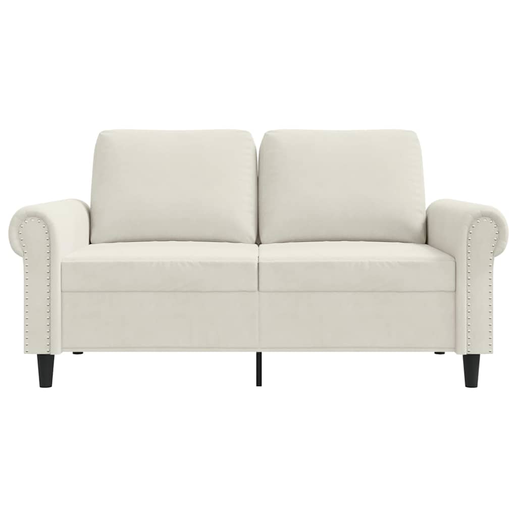 vidaXL Sofa 2-osobowa, kremowy, 120 cm, tapicerowana aksamitem