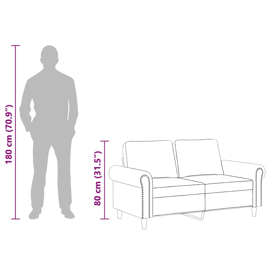 vidaXL Sofa 2-osobowa, kremowy, 120 cm, tapicerowana aksamitem