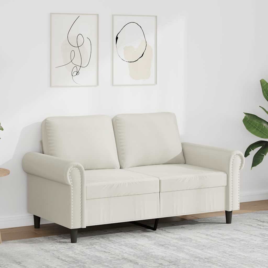 vidaXL Sofa 2-osobowa, kremowy, 120 cm, tapicerowana aksamitem