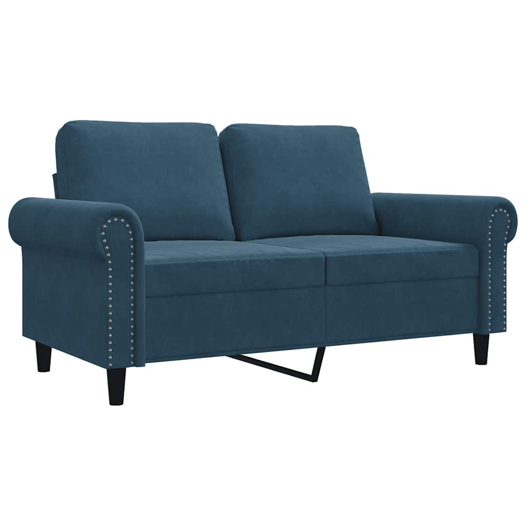 vidaXL Sofa 2-osobowa, niebieski, 120 cm, tapicerowana aksamitem