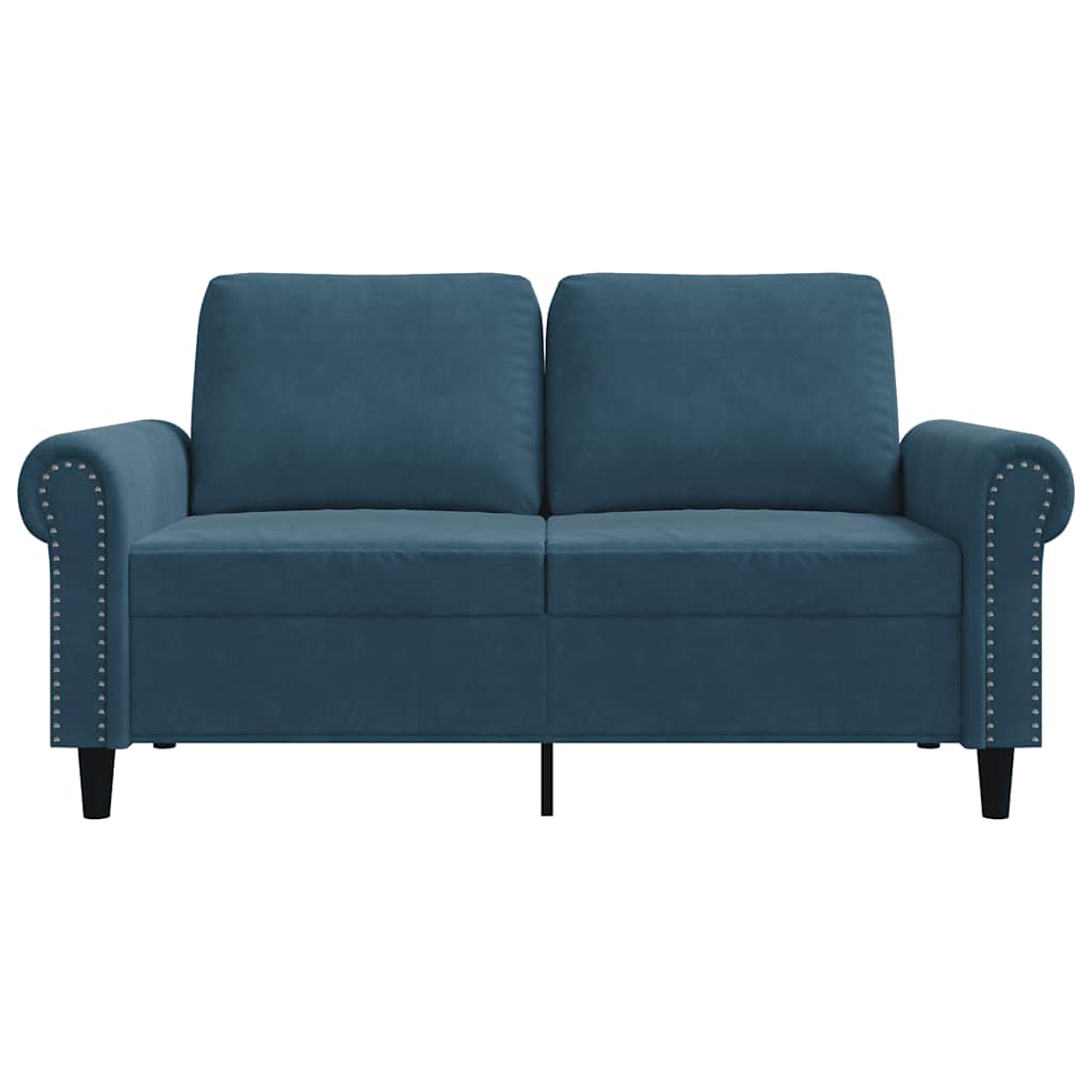 vidaXL Sofa 2-osobowa, niebieski, 120 cm, tapicerowana aksamitem