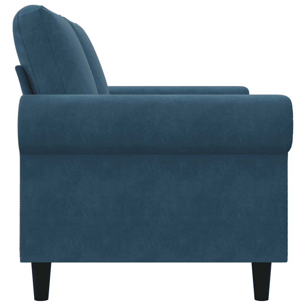 vidaXL Sofa 2-osobowa, niebieski, 120 cm, tapicerowana aksamitem