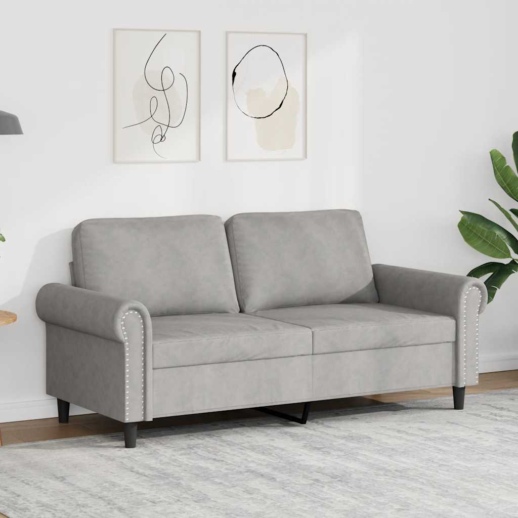 vidaXL Sofa 2-osobowa, jasnoszara, 140 cm, tapicerowana aksamitem