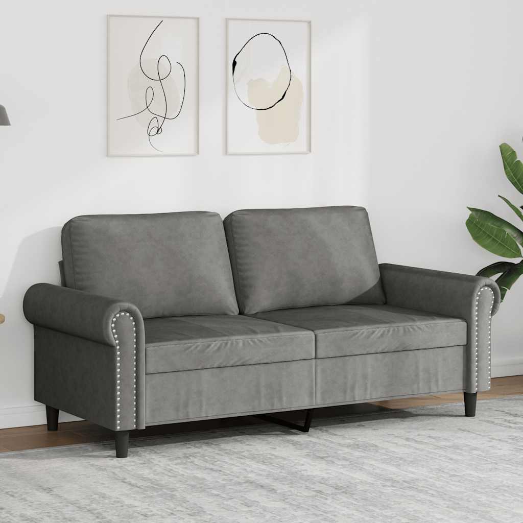 vidaXL Sofa 2-osobowa, ciemnoszary, 140 cm, tapicerowana aksamitem