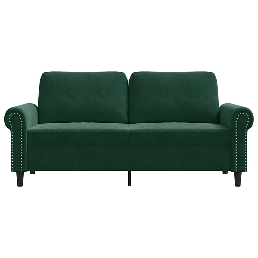 vidaXL Sofa 2-osobowa, ciemnozielona, 140 cm, tapicerowana aksamitem