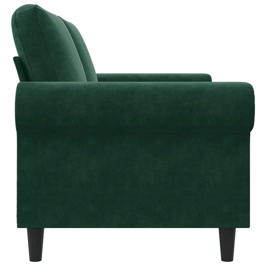 vidaXL Sofa 2-osobowa, ciemnozielona, 140 cm, tapicerowana aksamitem