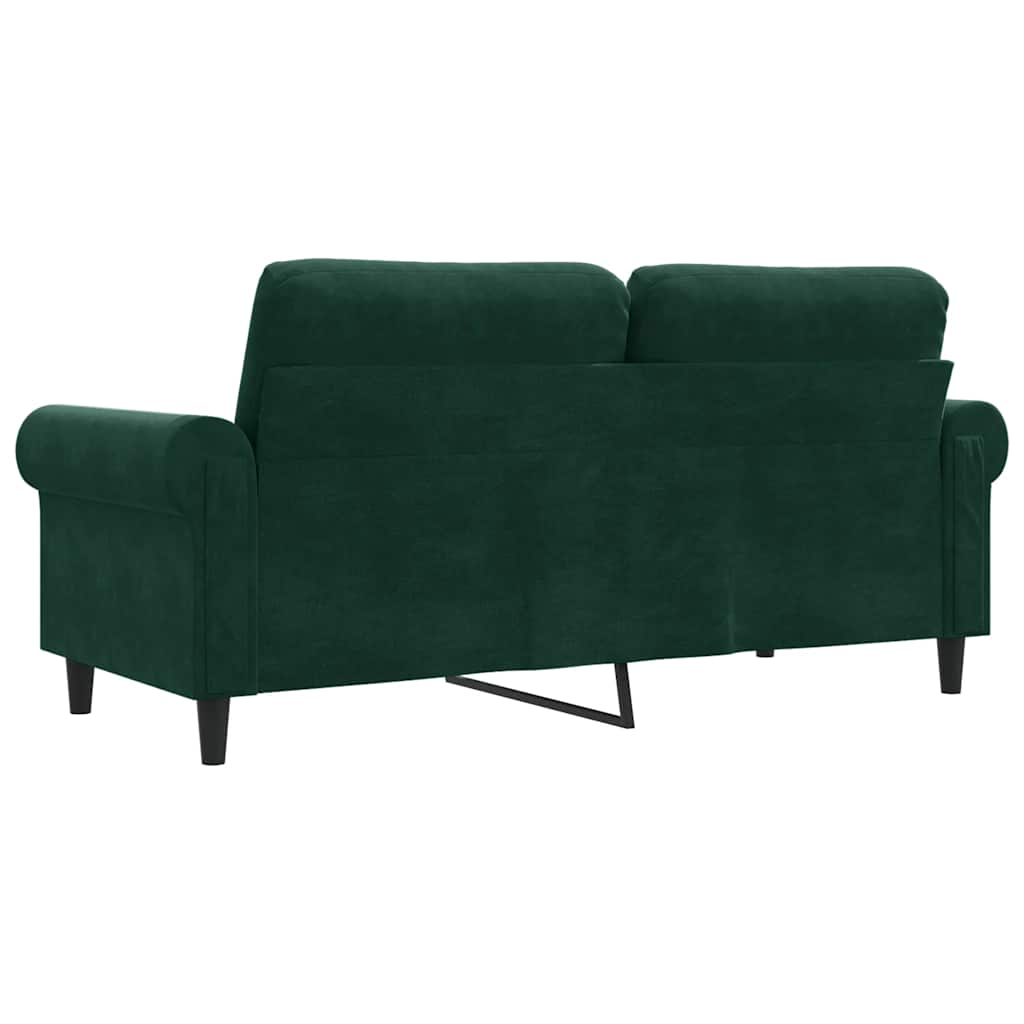 vidaXL Sofa 2-osobowa, ciemnozielona, 140 cm, tapicerowana aksamitem