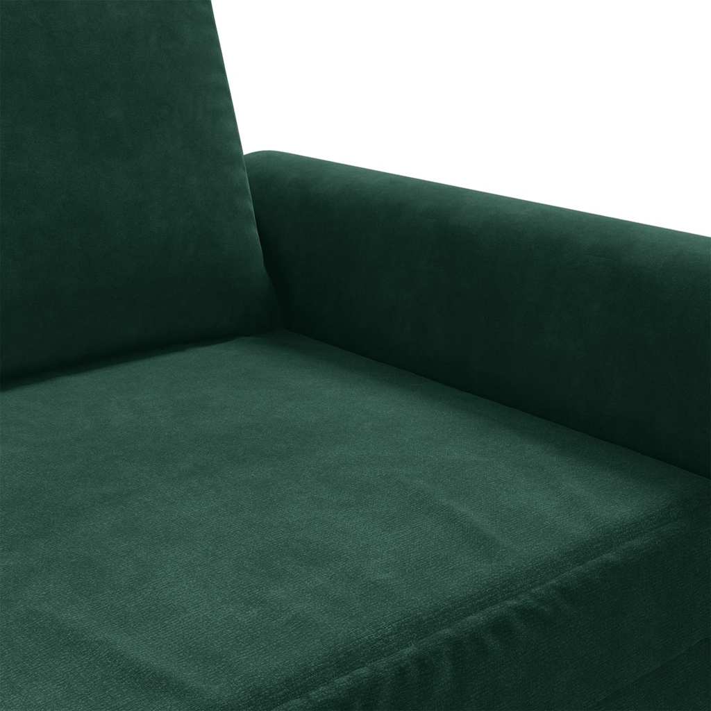 vidaXL Sofa 2-osobowa, ciemnozielona, 140 cm, tapicerowana aksamitem