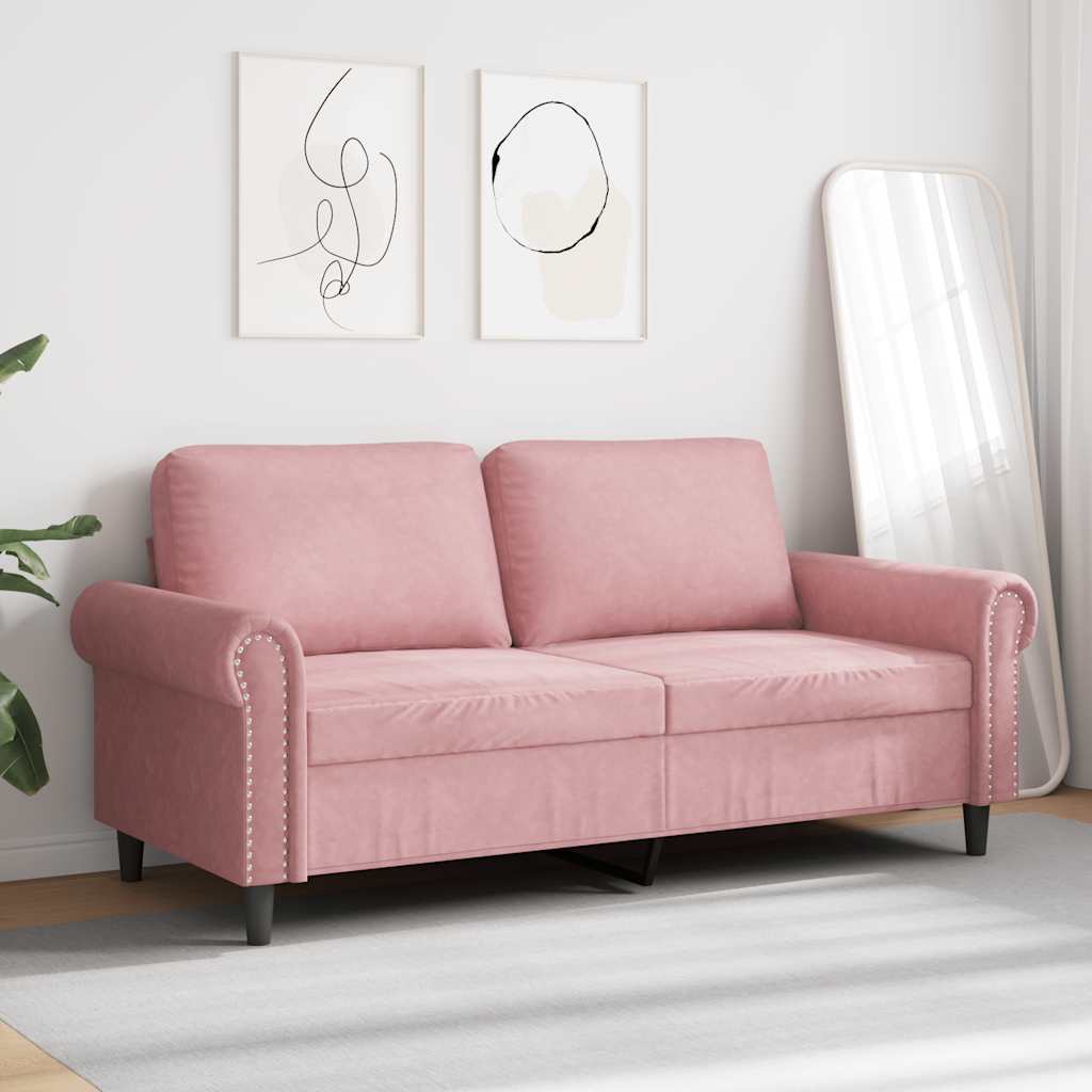 vidaXL Sofa 2-osobowa, różowy, 140 cm, tapicerowana aksamitem