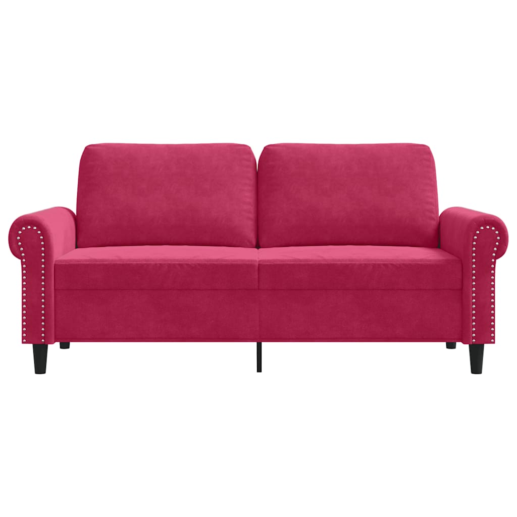 vidaXL Sofa 2-osobowa, winna czerwień, 140 cm, tapicerowana aksamitem