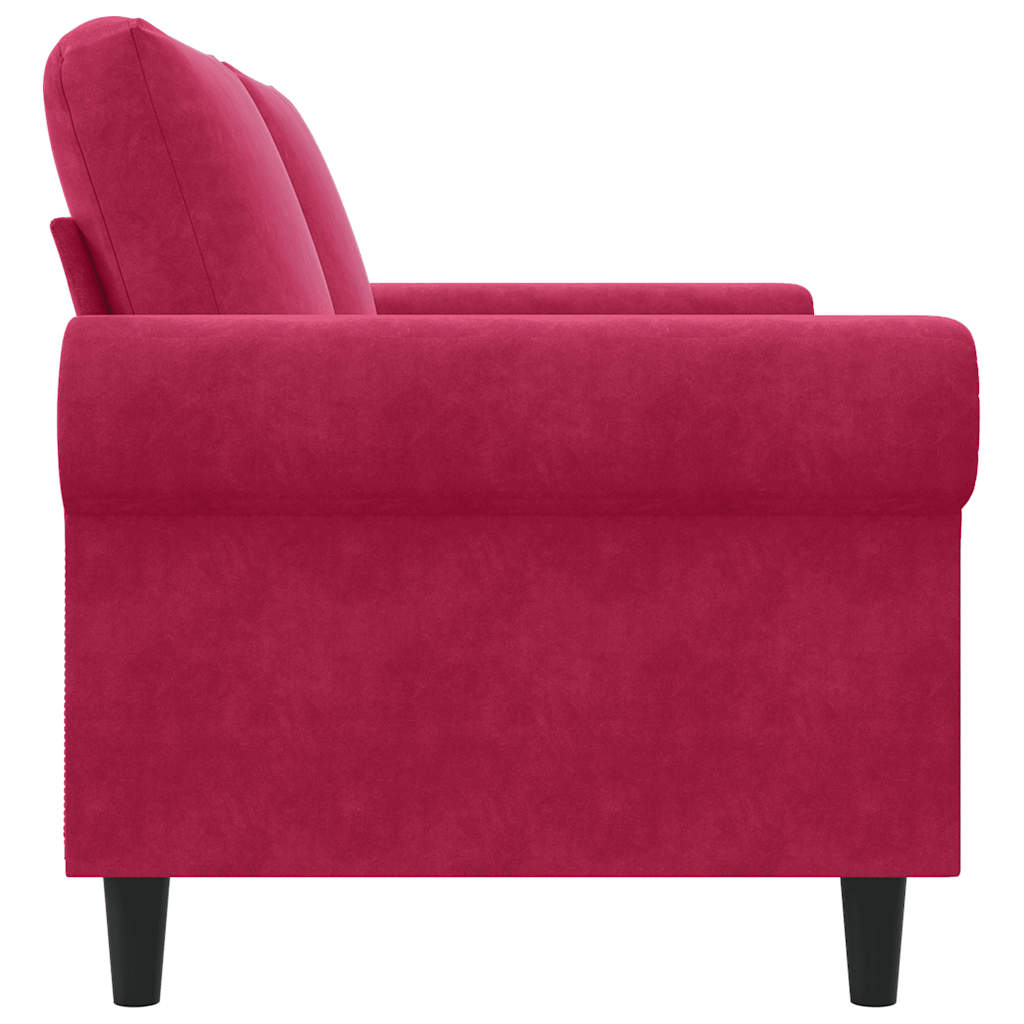 vidaXL Sofa 2-osobowa, winna czerwień, 140 cm, tapicerowana aksamitem