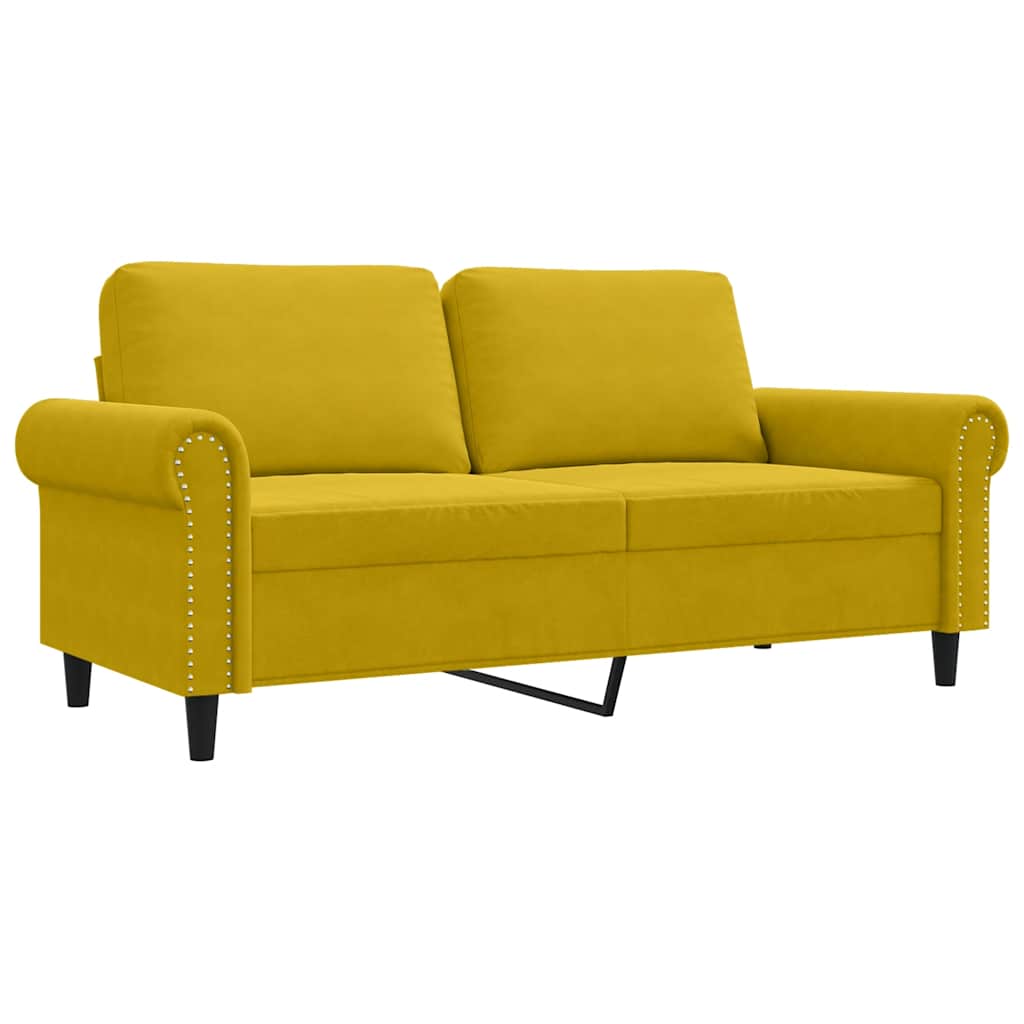 vidaXL Sofa 2-osobowa, żółta, 140 cm, tapicerowana aksamitem