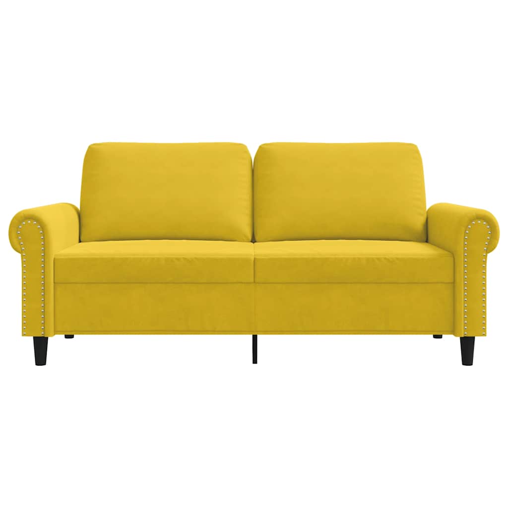 vidaXL Sofa 2-osobowa, żółta, 140 cm, tapicerowana aksamitem
