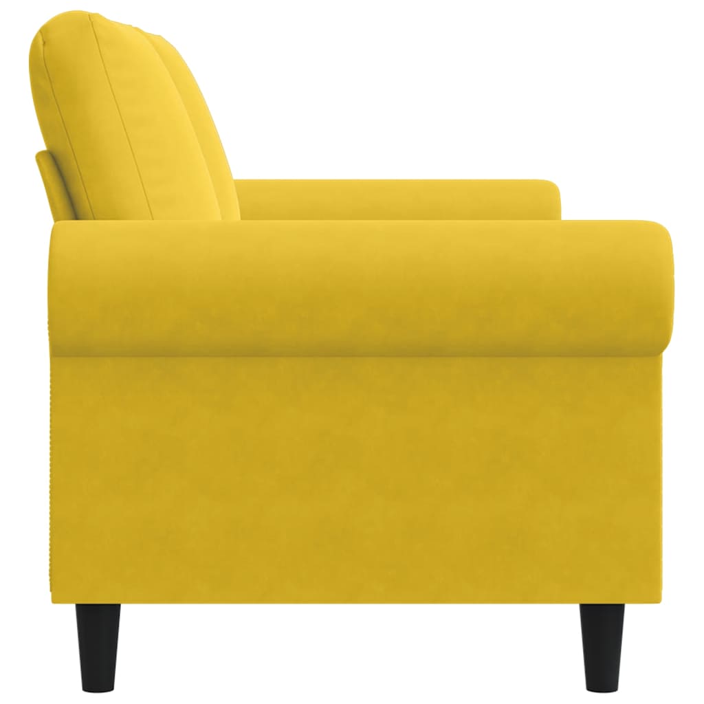 vidaXL Sofa 2-osobowa, żółta, 140 cm, tapicerowana aksamitem
