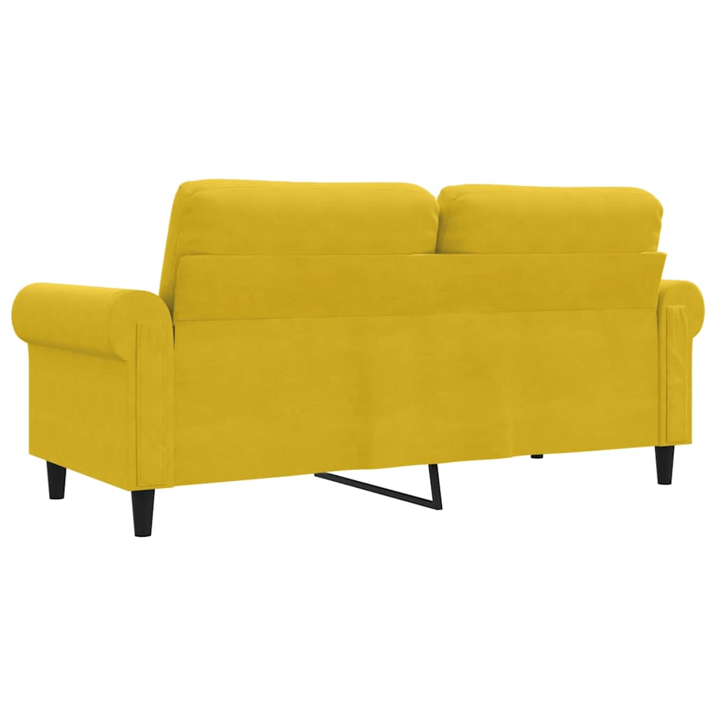 vidaXL Sofa 2-osobowa, żółta, 140 cm, tapicerowana aksamitem