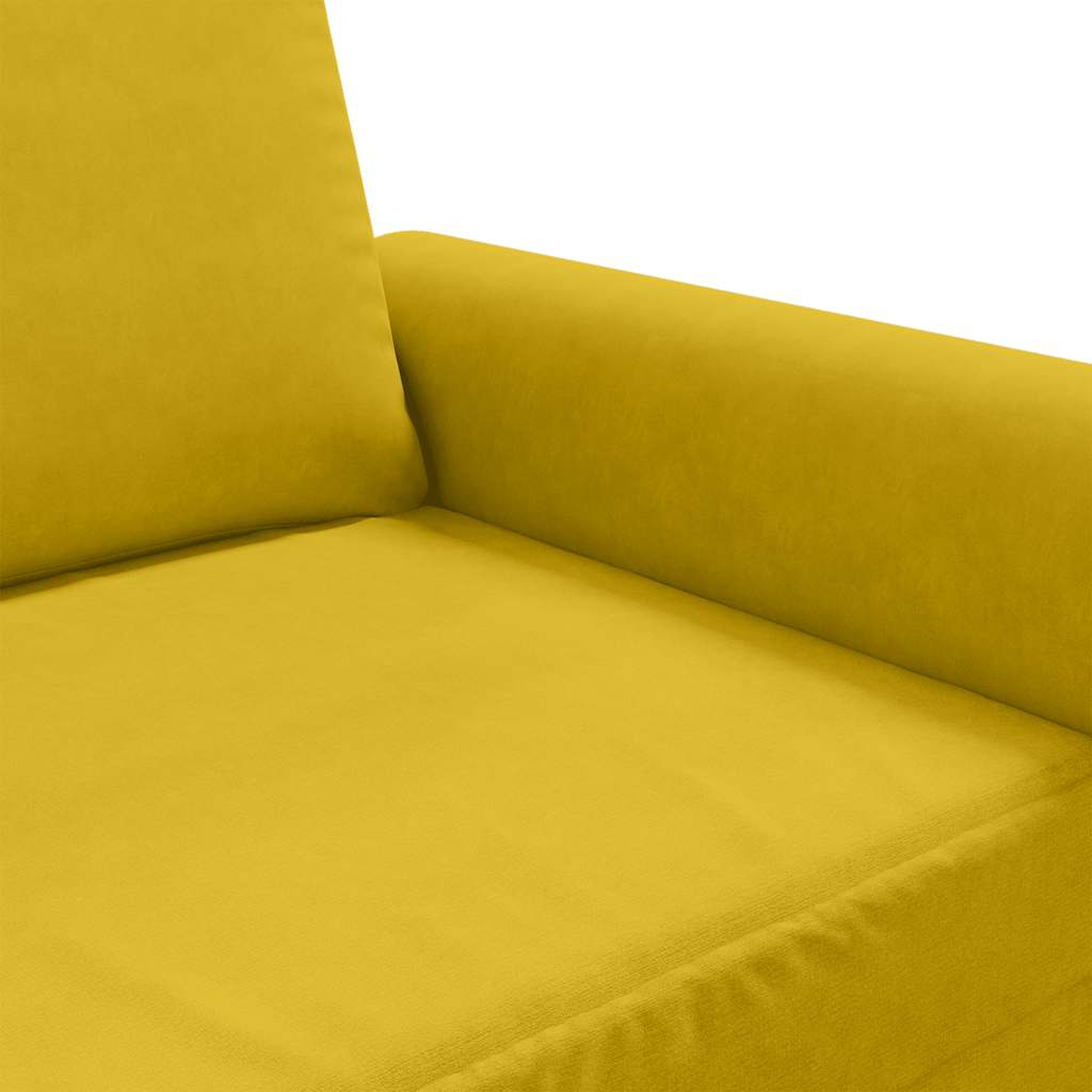 vidaXL Sofa 2-osobowa, żółta, 140 cm, tapicerowana aksamitem