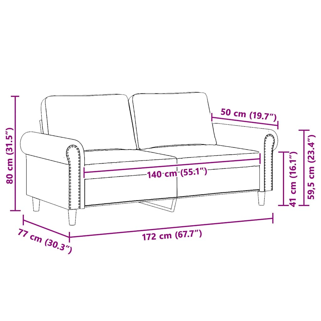 vidaXL Sofa 2-osobowa, żółta, 140 cm, tapicerowana aksamitem