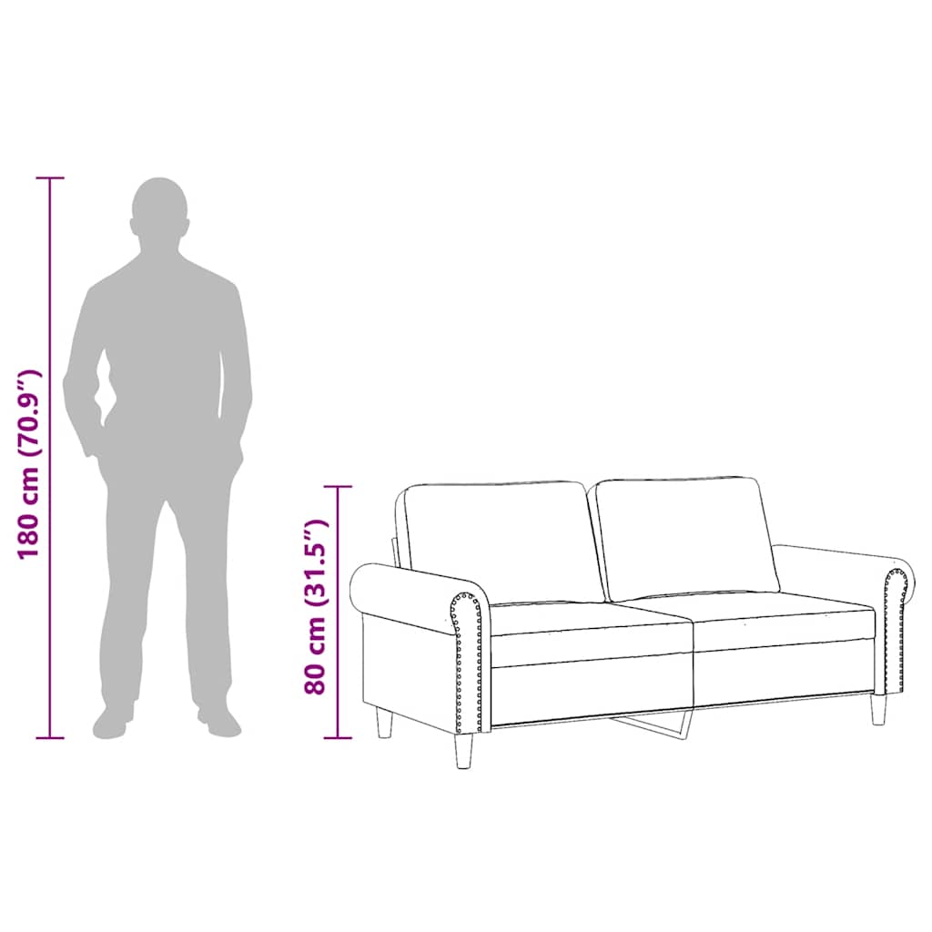 vidaXL Sofa 2-osobowa, żółta, 140 cm, tapicerowana aksamitem
