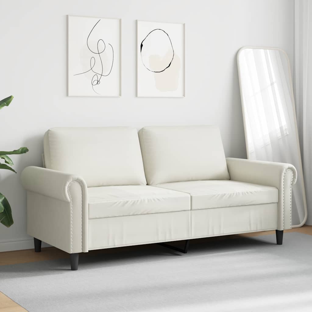 vidaXL Sofa 2-osobowa, kremowy, 140 cm, tapicerowana aksamitem