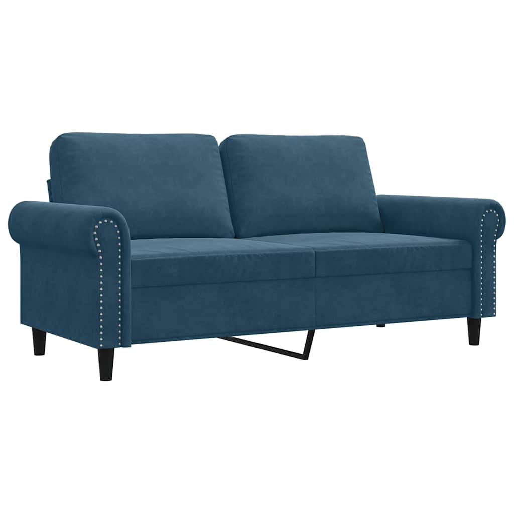 vidaXL Sofa 2-osobowa, niebieski, 140 cm, tapicerowana aksamitem