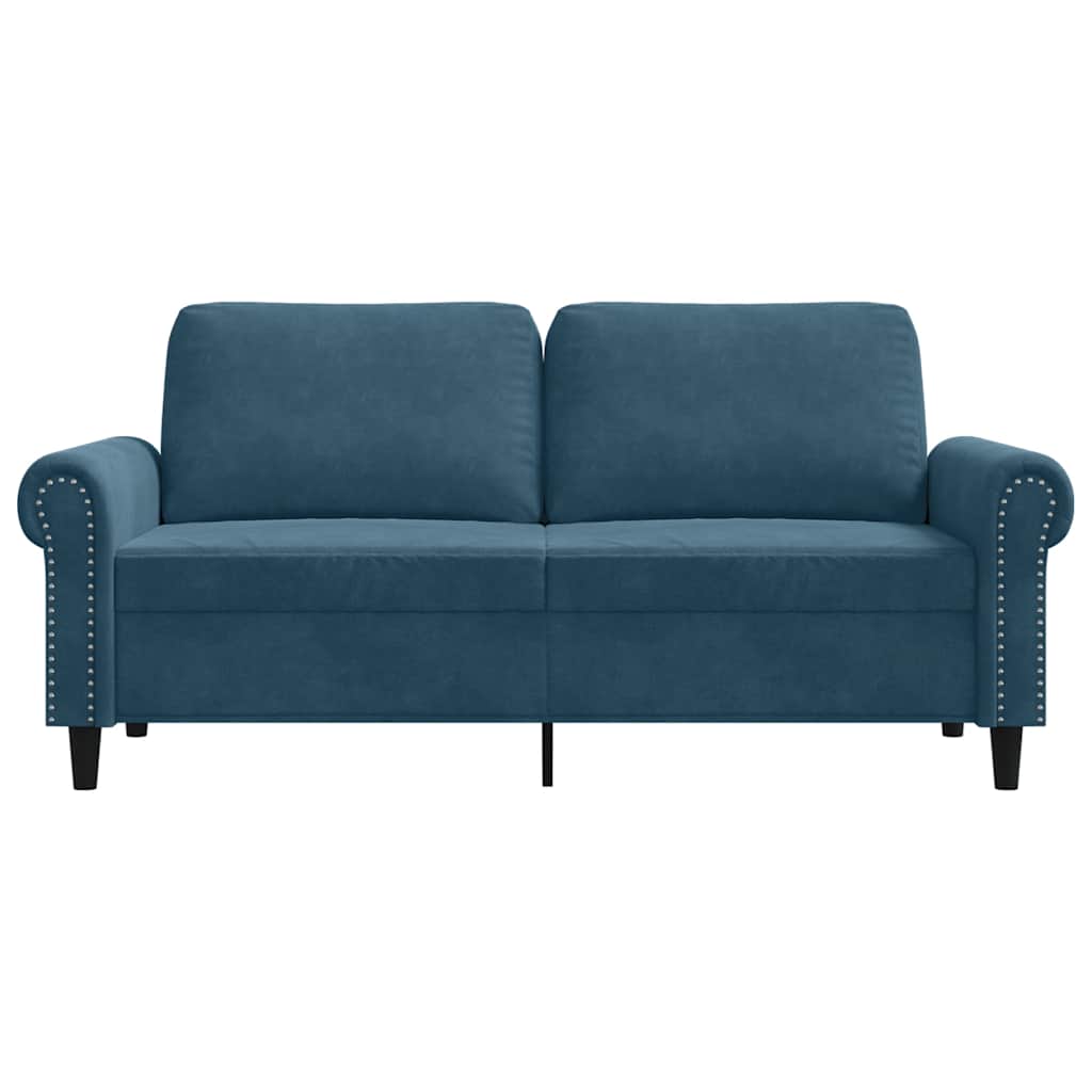 vidaXL Sofa 2-osobowa, niebieski, 140 cm, tapicerowana aksamitem