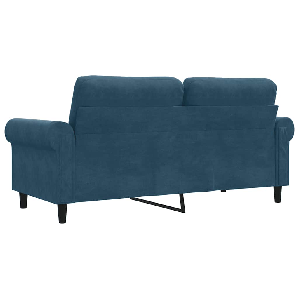 vidaXL Sofa 2-osobowa, niebieski, 140 cm, tapicerowana aksamitem